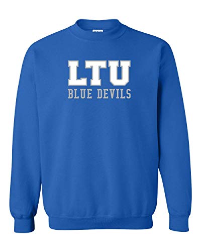 LTU Lawrence Tech Blue Devils Block Two Color Crewneck Sweatshirt - Royal