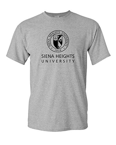 Siena Heights Stacked Black Logo T-Shirt - Sport Grey