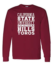Load image into Gallery viewer, Cal State Dominguez Hills Block Long Sleeve T-Shirt - Cardinal Red
