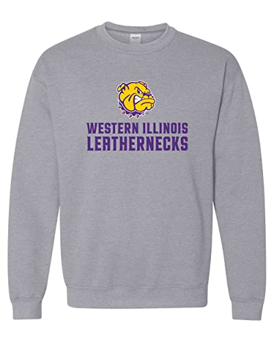 Western Illinois Full Logo Crewneck Sweatshirt - Sport Grey