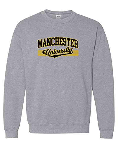 Manchester University Text Only Two Color Crewneck Sweatshirt - Sport Grey