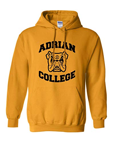 Adrian College Stacked Black Logo Hooded Sweatshirt - Gold