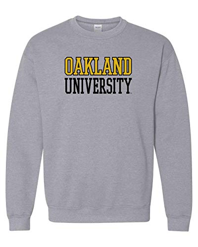Oakland University Text Two Color Crewneck Sweatshirt - Sport Grey