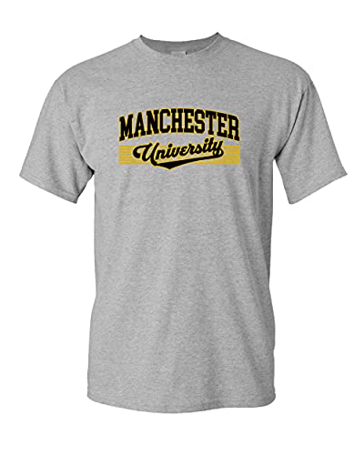 Manchester University Text Only Two Color T-Shirt - Sport Grey