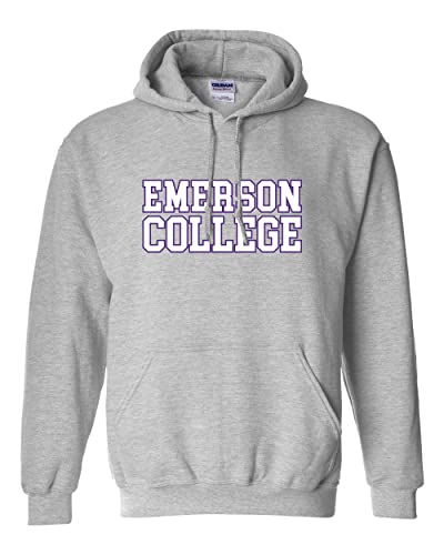Emerson College Block Letters Hooded Sweatshirt - Sport Grey