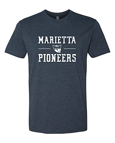 Marietta Pioneers Logo Distressed Exclusive Soft Shirt - Midnight Navy