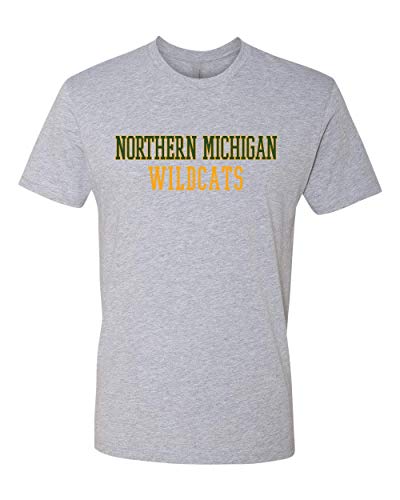 Northern Michigan Wildcats Text Two Color Exclusive Soft Shirt - Heather Gray