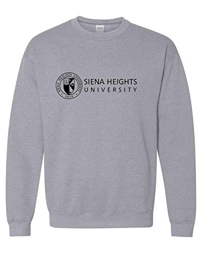 Siena Heights Black Logo Crewneck Sweatshirt - Sport Grey
