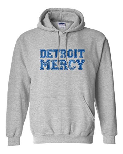 U of Detroit Mercy Block Distressed Hoodie - Sport Grey