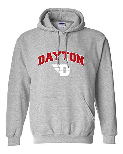 University of Dayton D Block Two Color Hooded Sweatshirt - Sport Grey