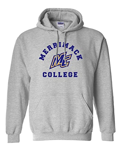 Merrimack College Mascot Logo Hooded Sweatshirt - Sport Grey