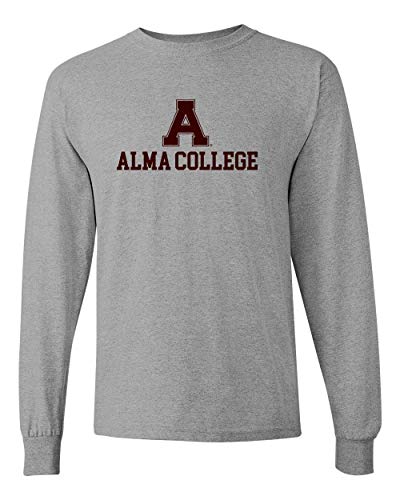 A Alma College Stacked One Color Long Sleeve - Sport Grey