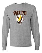 Load image into Gallery viewer, Valparaiso Valpo Shield Full Color Long Sleeve T-Shirt - Sport Grey
