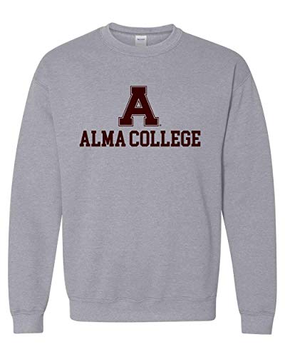 A Alma College Stacked One Color Crewneck Sweatshirt - Sport Grey