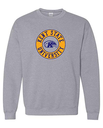 Kent State Circle Two Color Crewneck Sweatshirt - Sport Grey