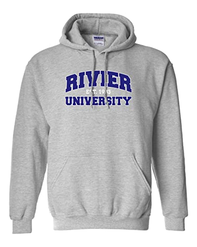 Rivier University Block Hooded Sweatshirt - Sport Grey