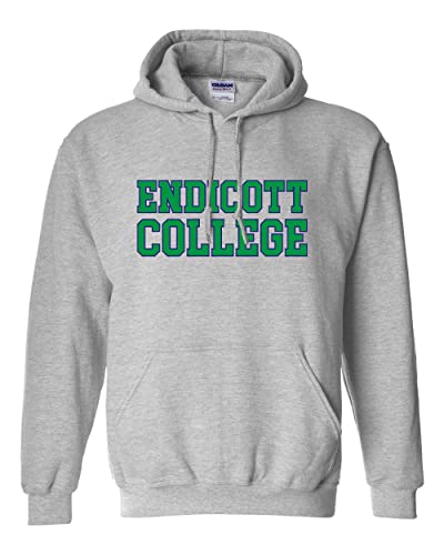 Endicott College Block Letters Hooded Sweatshirt - Sport Grey