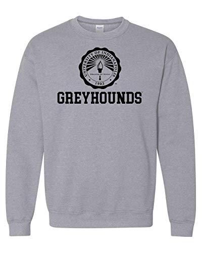 Univ of Indianapolis Greyhounds Black Seal Crewneck Sweatshirt - Sport Grey