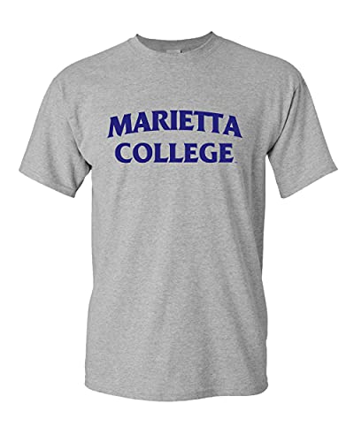 Marietta College Block Navy One Color T-Shirt - Sport Grey