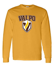 Load image into Gallery viewer, Valparaiso Valpo Shield Full Color Long Sleeve T-Shirt - Gold
