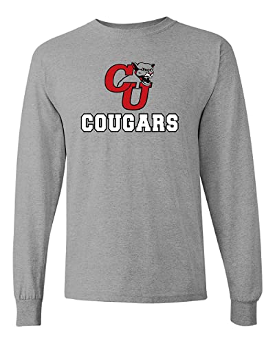 Clark University Cougars Logo Long Sleeve Shirt - Sport Grey