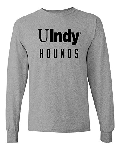 University of Indianapolis UIndy Hounds Black Text Long Sleeve - Sport Grey