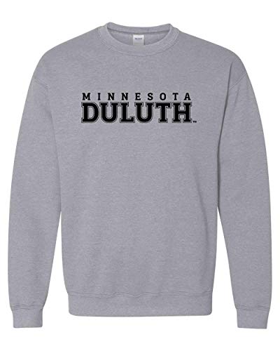 Minnesota Duluth Black Text Crewneck Sweatshirt - Sport Grey