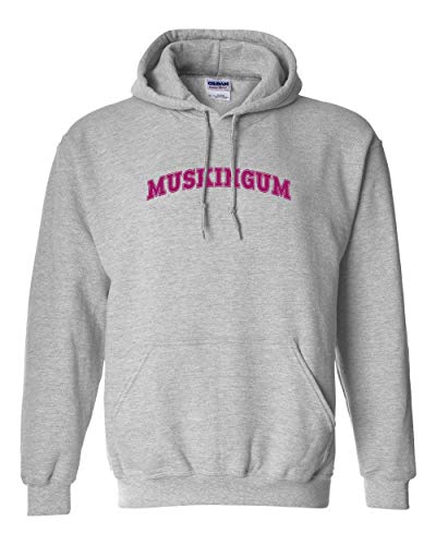 Muskingum University 1 Color Text Hooded Sweatshirt - Sport Grey