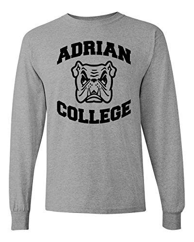 Adrian College Stacked Black Logo Long Sleeve - Sport Grey