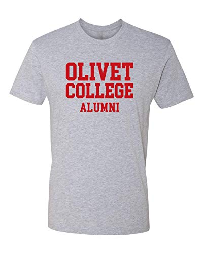 Olivet College Alumni Stacked Red Text T-Shirt - Heather Gray