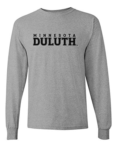 Minnesota Duluth Black Text Long Sleeve T-Shirt - Sport Grey