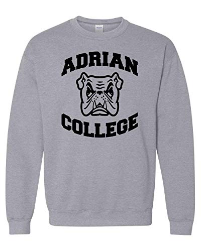 Adrian College Stacked Black Logo Crewneck Sweatshirt - Sport Grey