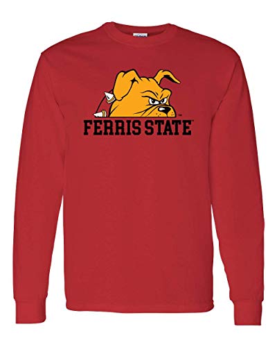 Ferris State Bulldog Half Head Two Color Long Sleeve - Red