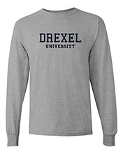 Load image into Gallery viewer, Drexel University Navy Text Long Sleeve - Sport Grey
