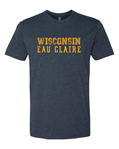 Wisconsin Eau Claire Block Distressed Exclusive Soft Shirt - Midnight Navy