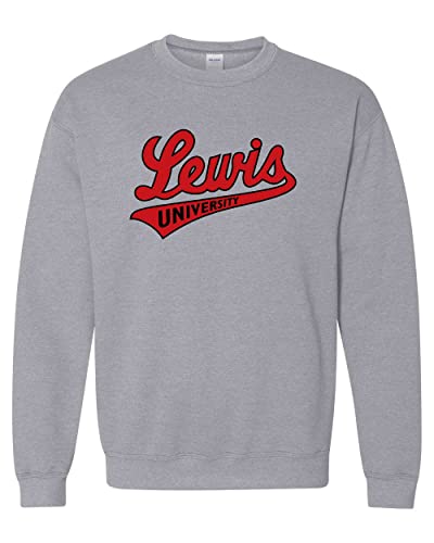 Lewis University Script Crewneck Sweatshirt - Sport Grey