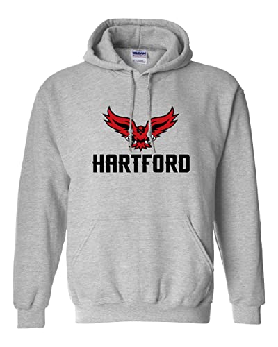 University of Hartford Full Logo Hooded Sweatshirt - Sport Grey