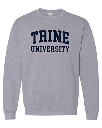 Trine University Navy Text Crewneck Sweatshirt - Sport Grey