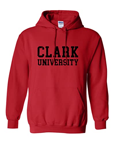 Clark University Block Letters Hooded Sweatshirt - Red