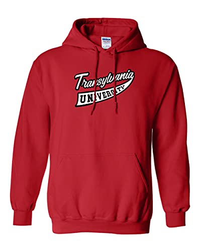 Transylvania University Banner Two Color Hooded Sweatshirt - Red