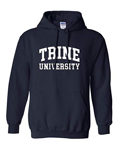 Premium Trine University White Text Hooded Sweatshirt - Navy