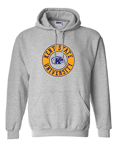 Kent State Circle Two Color Hooded Sweatshirt - Sport Grey