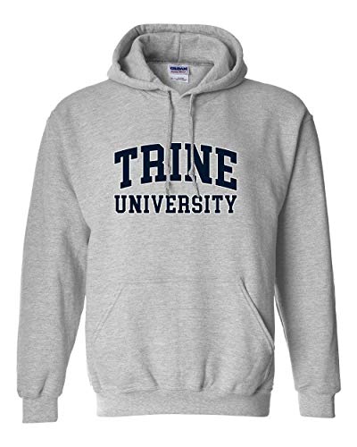 Premium Trine University Two Color Text Hooded Sweatshirt - Sport Grey