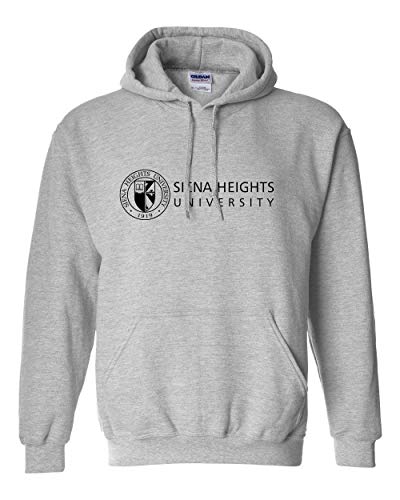 Siena Heights Black Logo Hooded Sweatshirt - Sport Grey