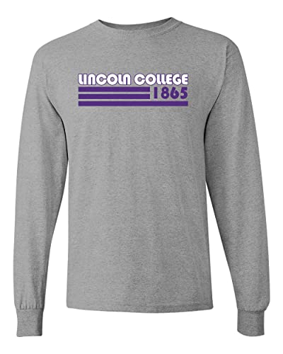 Lincoln College Retro Long Sleeve T-Shirt - Sport Grey