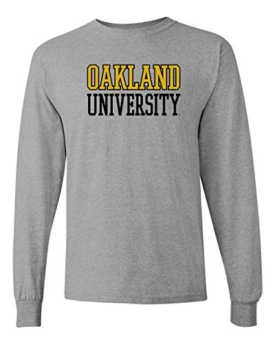 Oakland University Text Two Color Long Sleeve - Sport Grey