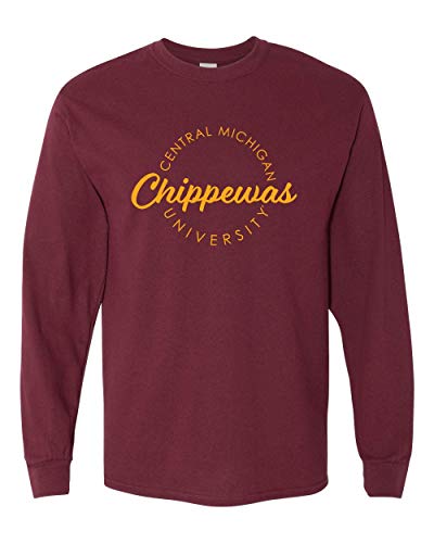 Central Michigan University Circular 1 Color Long Sleeve Shirt - Maroon
