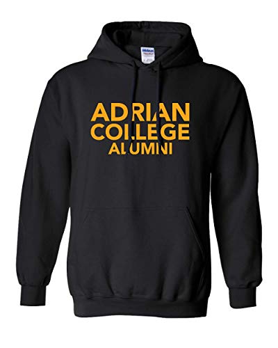 Adrian College Alumni Stacked 1 Color Gold Text Hoodie - Black