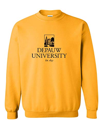 DePauw Full Logo Black Ink Crewneck Sweatshirt - Gold