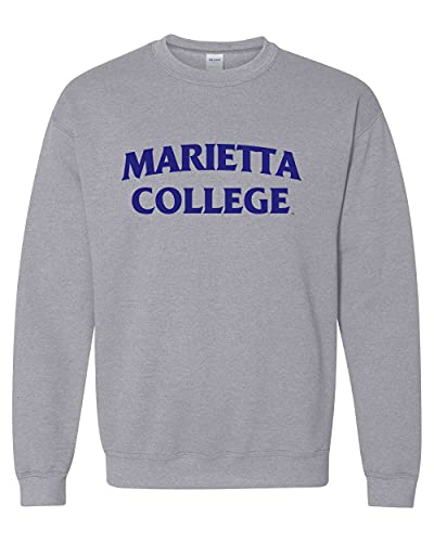 Marietta College Block Navy One Color Crewneck Sweasthirt - Sport Grey